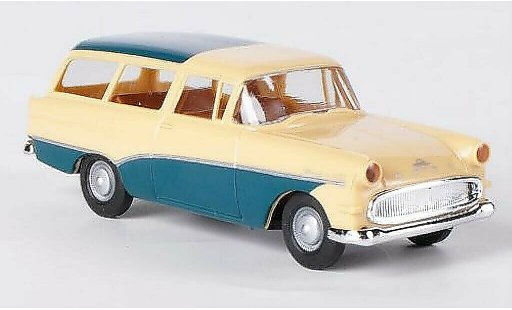 Opel Rekord P1 1/87 Brekina Caravan beige/blau-gr&Atilde;&frac14;n modellautos