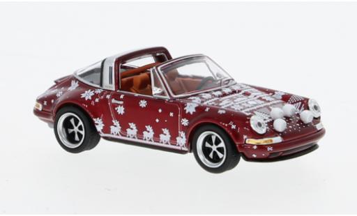Porsche 911 1/64 Pop Race Targa metallise rouge foncé Christmas Edition 2023 modellautos