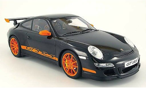 Porsche 911 GT3 1/12 Autoart schwarz mit orangenen Streifen modellautos