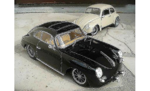 Porsche 356 1961 1/18 Ricko B schwarz old-school jantes brm modellautos