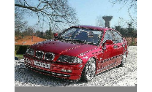Bmw 328 tuning 1/18 Welly E46 rot candy et jantes chromes modellautos