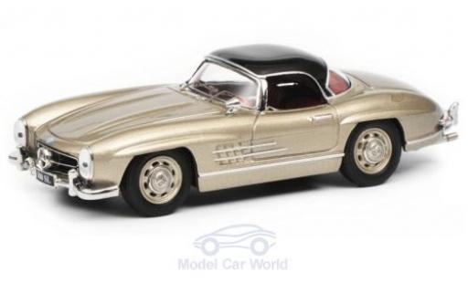 Mercedes 300 1/43 Schuco SL Roadster (W198) mettalic beige/schwarz modellautos