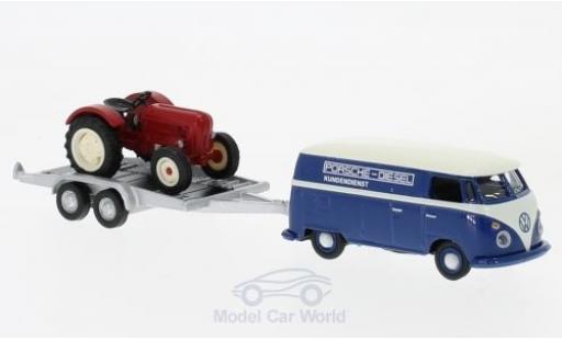 Modellautos Volkswagen T1 A 1/87 Schuco c Kastenwagen mit Autoanhänger und Porsche Junior Volkswagen T1 A 1/87 Schuco c Kastenwagen mit Autoanhänger und Porsche Junior modellautos