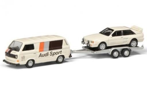 Modellautos Volkswagen T3 1/87 Schuco b Kasten Audi Sport avec remorque et Audi quattro Volkswagen T3 1/87 Schuco b Kasten Audi Sport avec remorque et Audi quattro modellautos