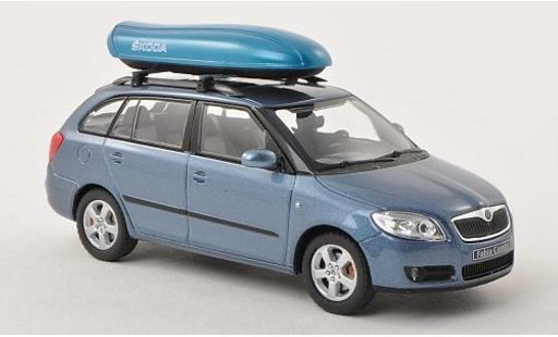 Skoda Fabia Combi 1/43 Abrex blau-grau mit Dachgepacktrager modellautos
