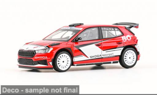 Modellautos Skoda Fabia IV RS Rallye2 rot/weiss 2022 Motorsport Design 2024 1/43 Abrex