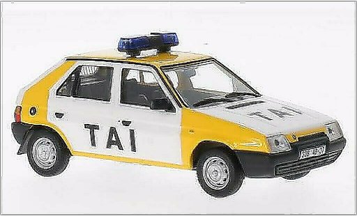 Skoda Favorit Livree Officielle 1/43 Abrex Tai Praha (blaulicht-Balken) weiss/gelb 1987 modellautos