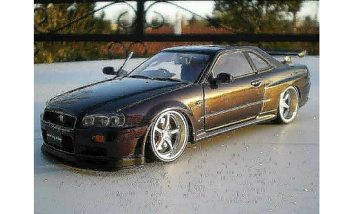 Nissan Skyline R34 1/18 Autoart purple racing jantes 20 pouces modellautos