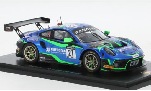 Porsche 991 GT3 R 1/43 Spark 911  No.21 Rutronik Racing 24h Spa 2021 modellautos