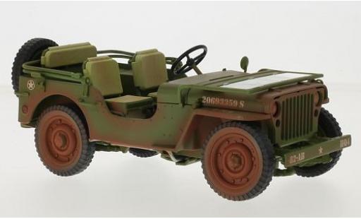 Modellautos Jeep Willys 1/18 Triple 9 Collection matt-oliv/weiss U.S. Army 1942 avec traces d Jeep Willys 1/18 Triple 9 Collection matt-oliv/weiss U.S. Army 1942 avec traces d modellautos