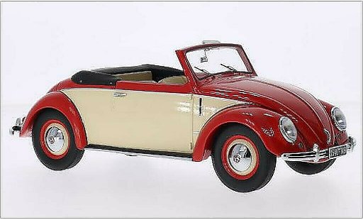 Volkswagen Kafer Cabriolet 1/18 Minichamps 1200 Cabrio Hebmuller rot/beige 1949 modellautos
