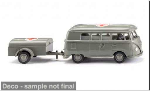 Volkswagen T1 1/87 Wiking Bus mit Anh&auml;nger 1963 Roten Hahn 1:87