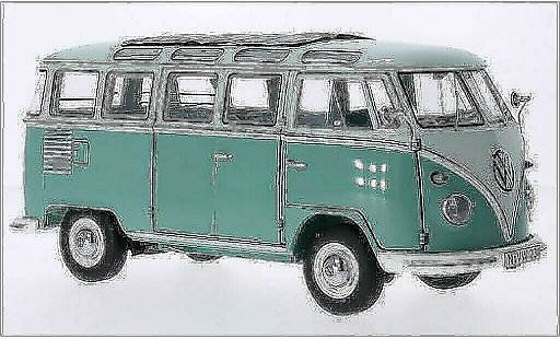 Volkswagen T1 B 1/18 Schuco Samba t&Atilde;&frac14;rkis/beige 1959 modellautos