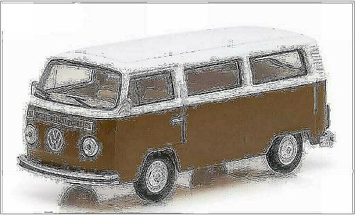 Volkswagen T2 B 1/64 Greenlight Bus Champagne Edition braun/weiss 1977 modellautos