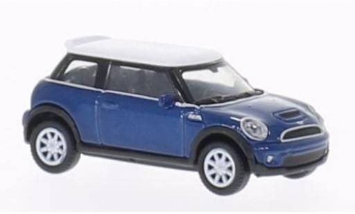 Mini Cooper 1/87 Welly S blau/weiss modellautos