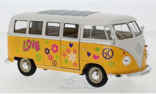 Modellautos Volkswagen T1 1/24 Welly Bus gelb/weiss 1963 Flower Power Volkswagen T1 1/24 Welly Bus gelb/weiss 1963 Flower Power modellautos