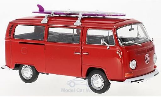 Volkswagen T2 B 1/24 Welly Bus rot 1972 mit Surfboard modellautos
