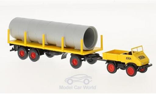 Modellautos Mercedes Unimog 1/87 Wiking U 411 Züblin mit Rungenanhänger und Ladung Mercedes Unimog 1/87 Wiking U 411 Züblin mit Rungenanhänger und Ladung modellautos